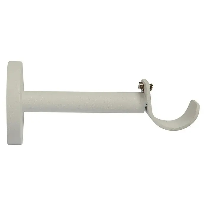 Soporte de pared frontal Loft - L x An x Al: 11,2 x 4,9 x 4,9 cm, Diámetro: 25 mm, Metal - Primer plano de un soporte de barra de cortina blanco, mostrando un diseño elegante y funcional para el montaje en pared.