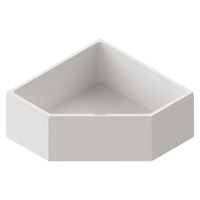 Ottofond Wannenträger Agadir - Passend für: Ottofond Eckbadewanne Agadir 125 x 125 cm - Abgebildet ist eine Innenausstattung, die in einem modernen Badezimmer einen stilvollen Akzent setzen würde. Sie ist weiß und geometrisch.