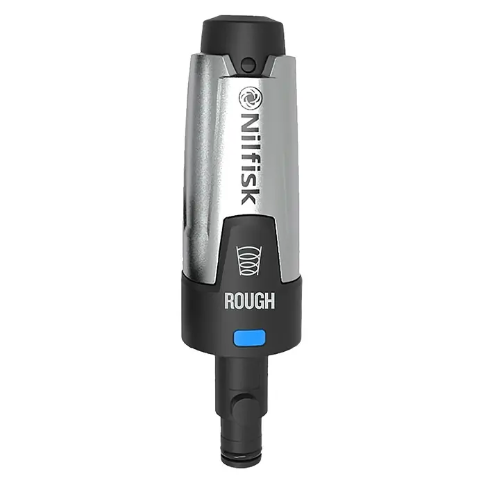 Nilfisk Boquilla de alta presión Premium Rough - Específico para: Hidrolimpiadoras Nilfisk Premium 180, 190 y 200 - Esta imagen muestra el cabezal de boquilla Nilfisk Rough, ideal para la limpieza a presión y la eliminación eficiente de la suciedad. Diseño compacto.