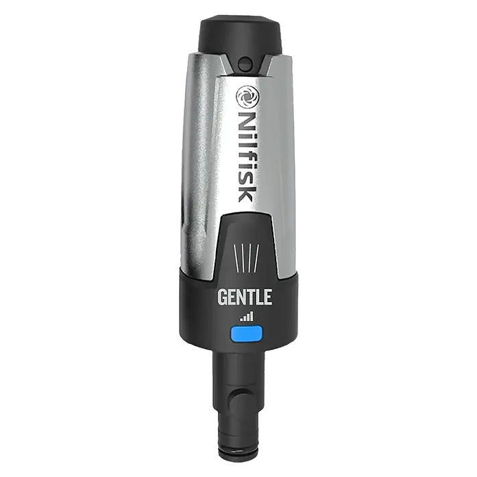 Nilfisk Boquilla de alta presión Premium Gentle - Específico para: Hidrolimpiadoras Nilfisk Premium 180, 190 y 200 - Imagen de la boquilla suave Nilfisk, un accesorio para hidrolimpiadoras, que permite una limpieza suave con ajustes regulables.\n