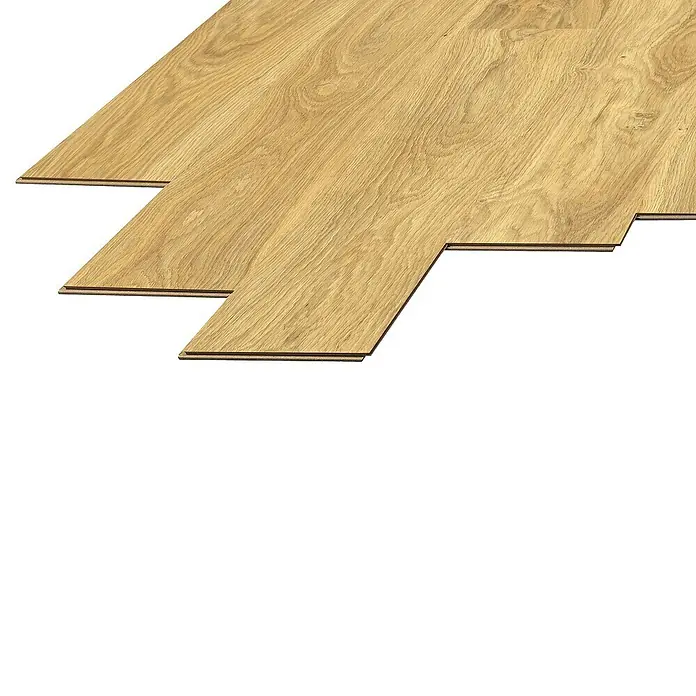 LOGOCLIC Laminado Roble Apuan - 1.380 x 193 x 8 mm, Roble Apuan, AC4 - La imagen muestra paneles de suelo laminado con un grano de madera clara, que ofrecen un aspecto moderno y natural para cualquier habitación.