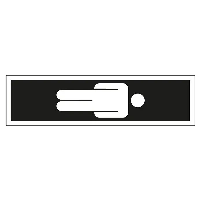 Pickup Aufkleber - Motiv: Mann, Schwarz/Weiß, L x B: 165 x 44 mm - Piktogramm einer Liege für medizinische Zwecke, ideal für Wellnessbereiche oder Krankenhauseinrichtungen mit klarer, minimalistischer Darstellung.
