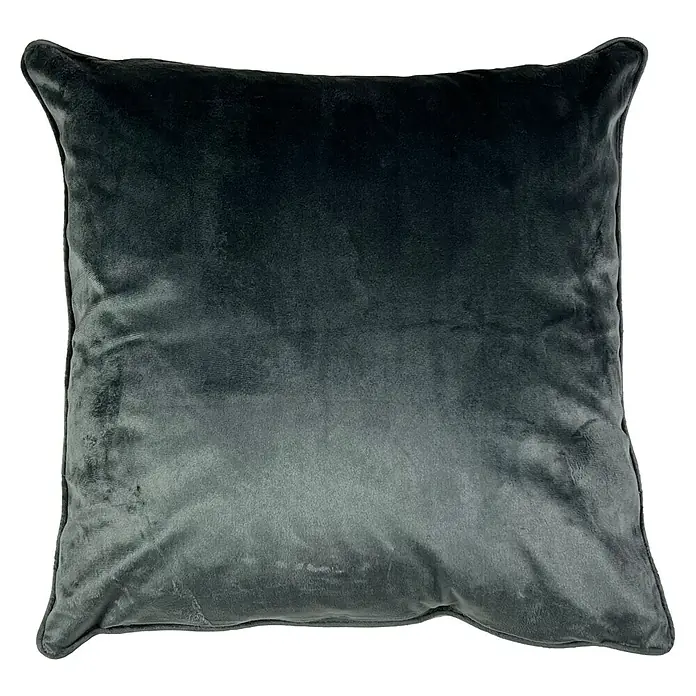 Kissen Stern - Charcoal Grey, 45 x 45 cm, 100 % Polyester - Quadratisches, graues Samtkissen mit eleganter Paspelierung, perfekt für Sofa oder Bett. Hochwertige Verarbeitung für ein luxuriöses Ambiente.