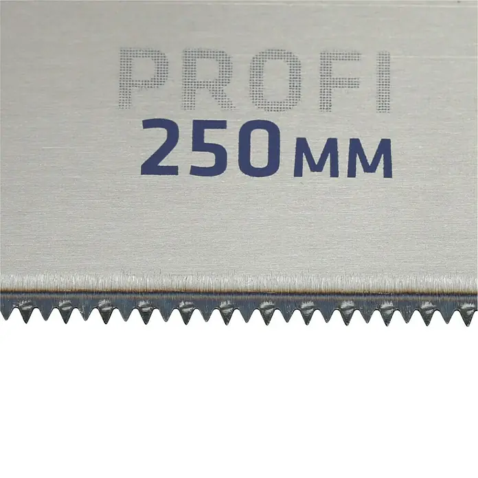 Wisent Feinsäge - Blattlänge: 250 mm, Form Griff: Umlegbar - Nahaufnahme eines 250-mm-Profi-Sägeblatts mit scharfen Zähnen, ideal zum präzisen Sägen von Holz und anderen Materialien.