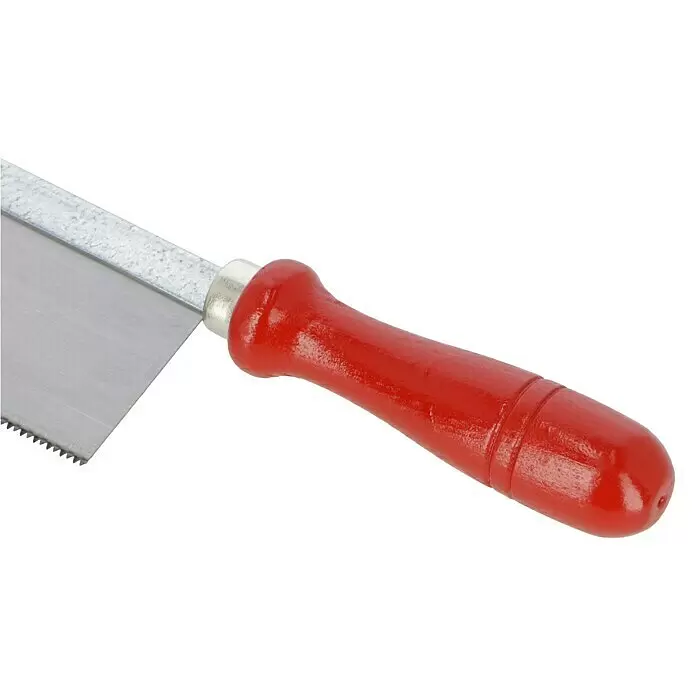 Wisent Feinsäge - Blattlänge: 250 mm, Form Griff: Gerade - Säge mit rotem Holzgriff und silberner Metallklinge mit Zähnen.