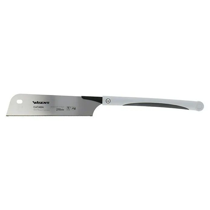 Wisent Sierra japonesa Kataba - Largo: 270 mm, Acero - La imagen muestra una sierra Wisent Kataba Profi-Top de 270 mm con mango gris claro y hoja afilada.