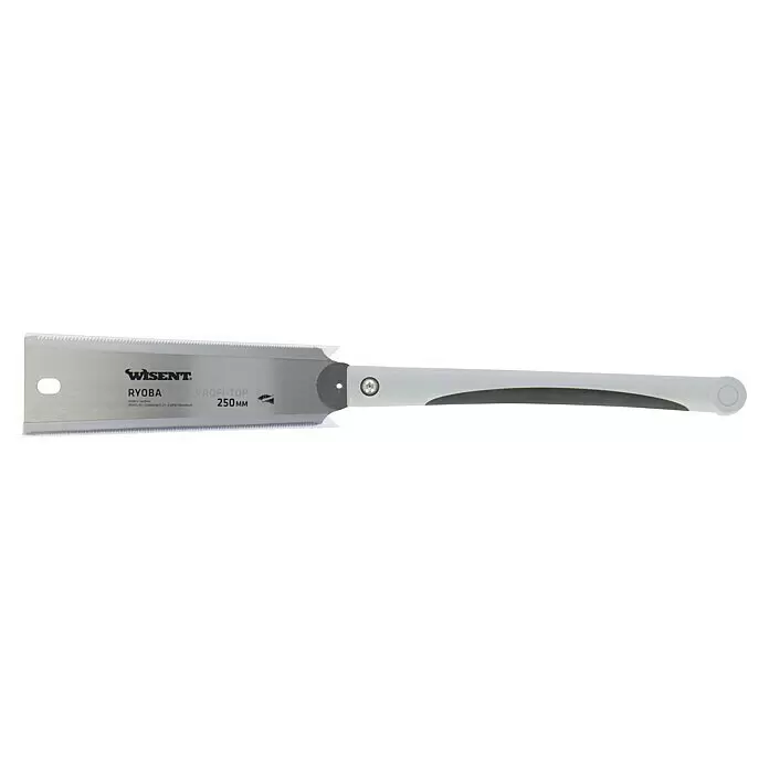 Wisent Sierra japonesa Kataba - Largo: 250 mm, Acero - Sierra de tracción Ryoba Wisent con hoja plateada y mango gris claro con agarre oscuro, 250mm.