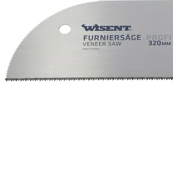 Wisent Furniersäge - Blattlänge: 320 mm, Holz - Nahaufnahme einer Furniersäge der Marke Wisent, Modell Profi, 320mm, hergestellt in Deutschland.