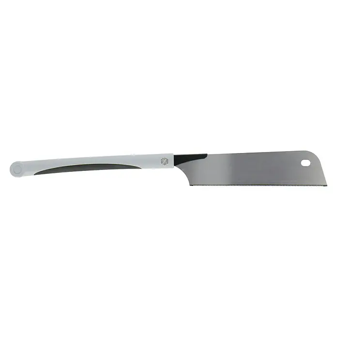 Wisent Japansäge Kataba - Blattlänge: 270 mm, Material Griff: 2K-Griff - Bild einer Hackmesser mit hellem Griff und einer rechteckigen, silbern glänzenden Klinge.