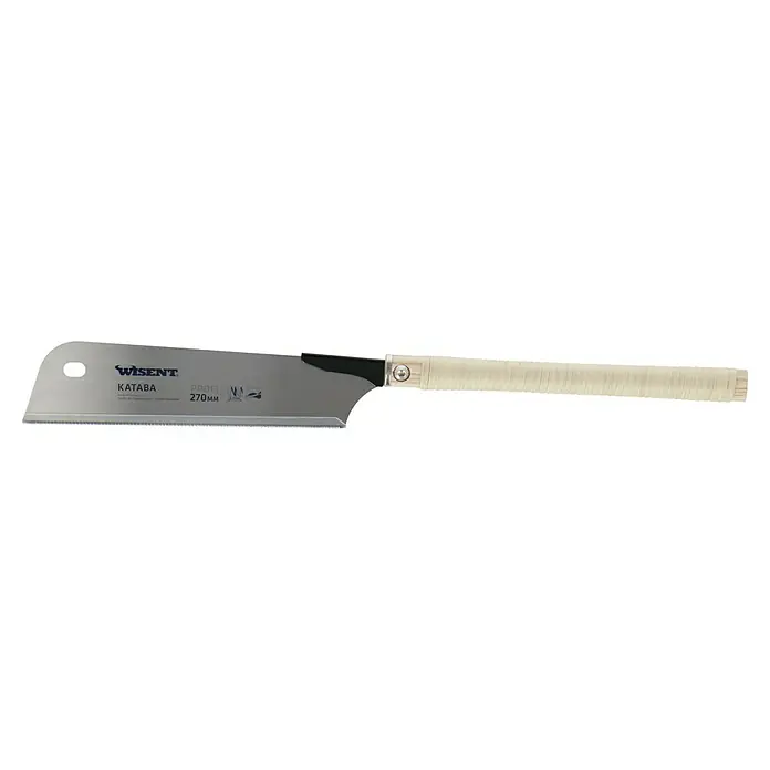 Wisent Japansäge Kataba - Blattlänge: 270 mm, Material Griff: Bambus - Nahaufnahme einer Wisent Kataba Handsäge, einem Werkzeug für präzise Holzarbeiten, ideal für Heimwerker und Profis.