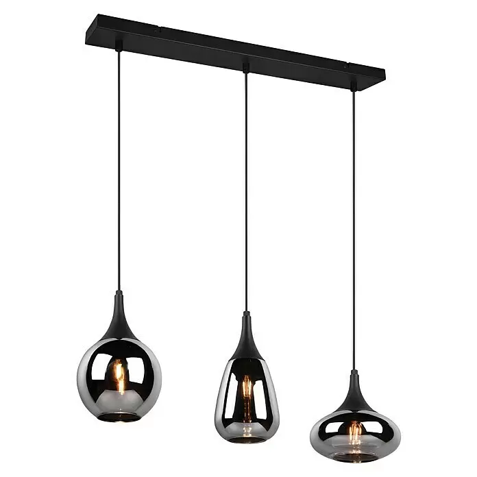 Trio Leuchten Pendelleuchte Lumina - 120 W, L x B x H: 19,5 x 68,8 x 150 cm, Schwarz-matt, E14 - Diagonale Ansicht