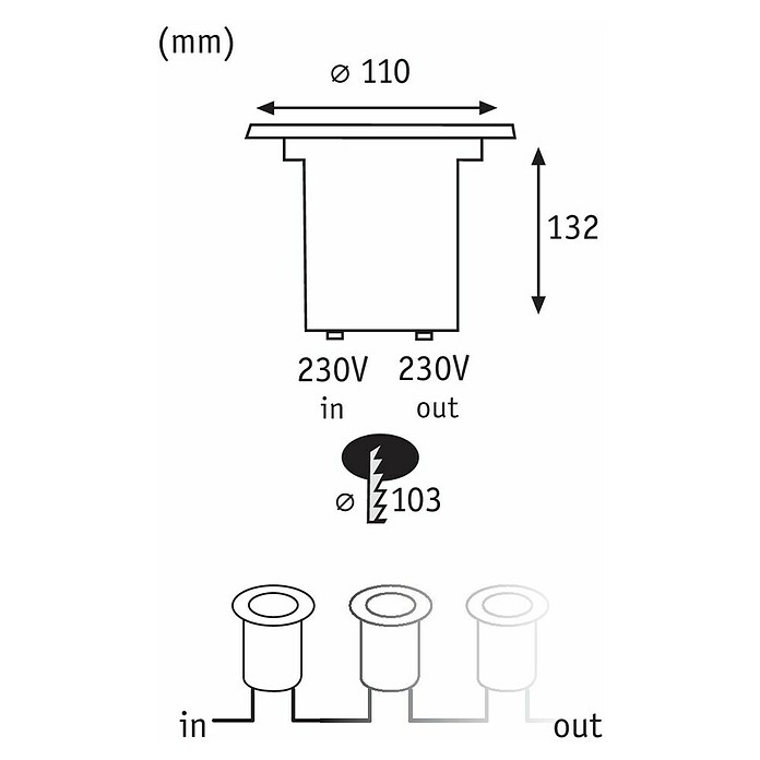 Paulmann Ronde led-inbouwverlichting Floor (Ø x h: 110 x 132 mm) | BAUHAUS