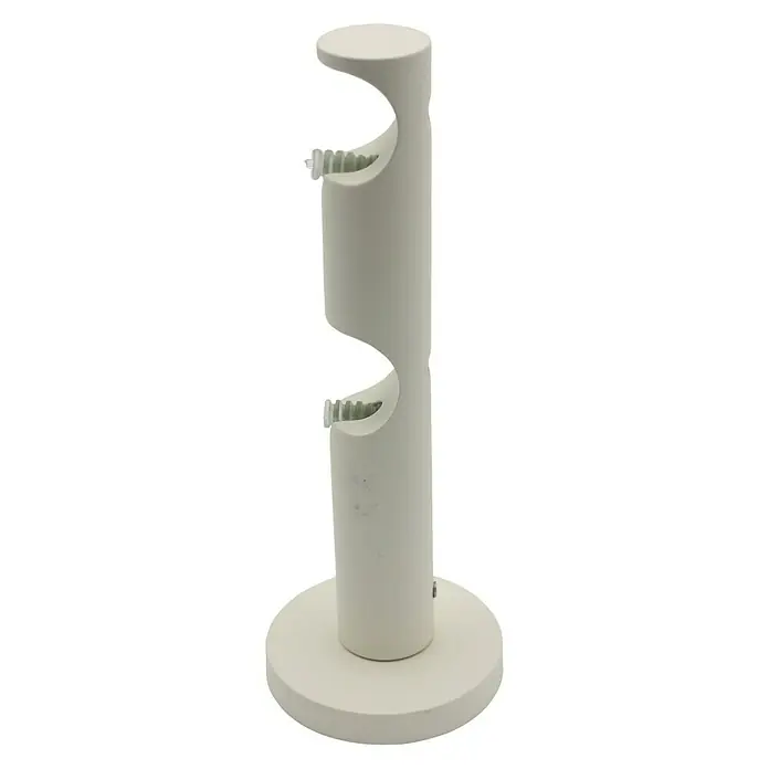 Expo Ambiente Doppelträger Function - Elfenbein, Geeignet für: Gardinenstangen Ø 20 mm, Länge: 13,1 cm - Nahaufnahme einer doppelten weißen Gardinenstangenhalterung für zwei Gardinenstangen.