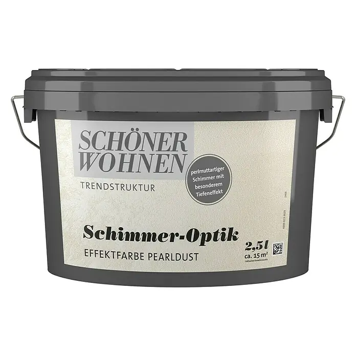 SCHÖNER WOHNEN-Farbe Trendstruktur Dekoputz-Set Schimmer-Optik - 5 -tlg., Pearldust - Abbildung eines Eimers Schönner Wohnen Trendstruktur Schimmer-Optik Effektfarbe Pearldust mit 2,5l Inhalt.