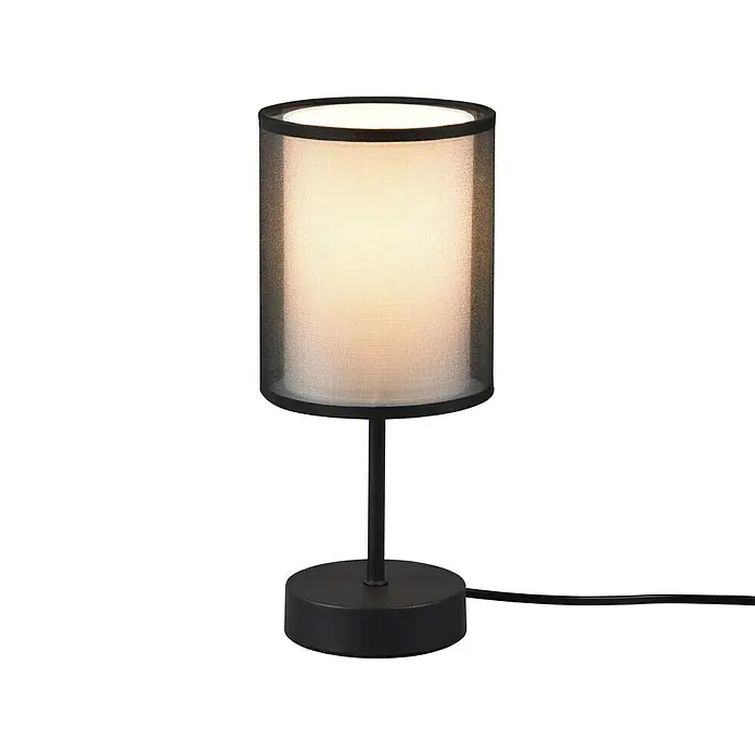 Trio Leuchten Burton Tischleuchte rund - 28 W, Ø x H: 12,5 x 28,5 cm, Schwarz-matt, E14 - Elegante schwarze Tischleuchte mit zylindrischem Lampenschirm, der ein sanftes, warmes Licht verbreitet, perfekt für Nachttische oder Schreibtische.