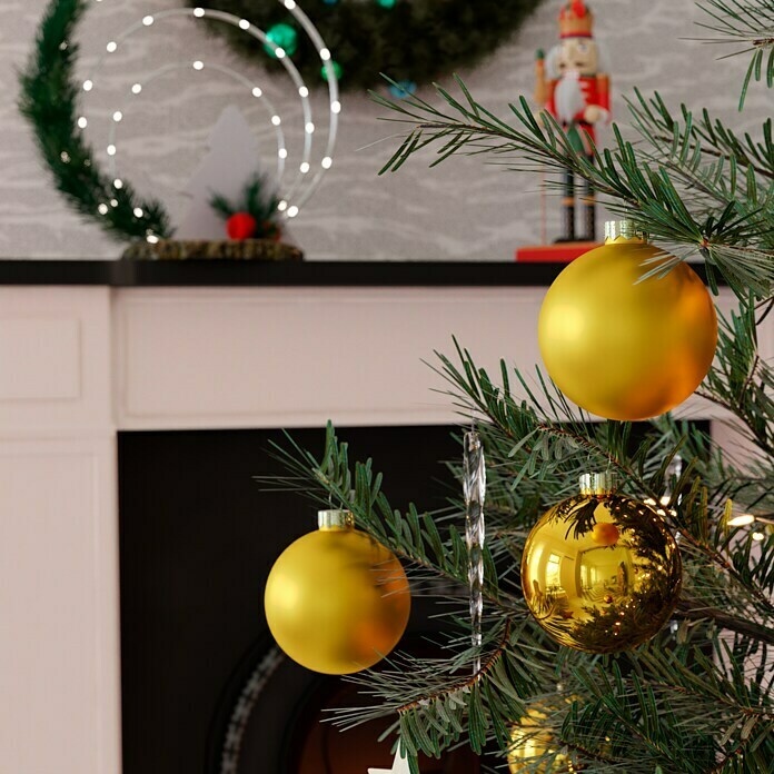 Weihnachtskugeln (Inkagold, Glas, Durchmesser: 8 cm, 12 Stk.)