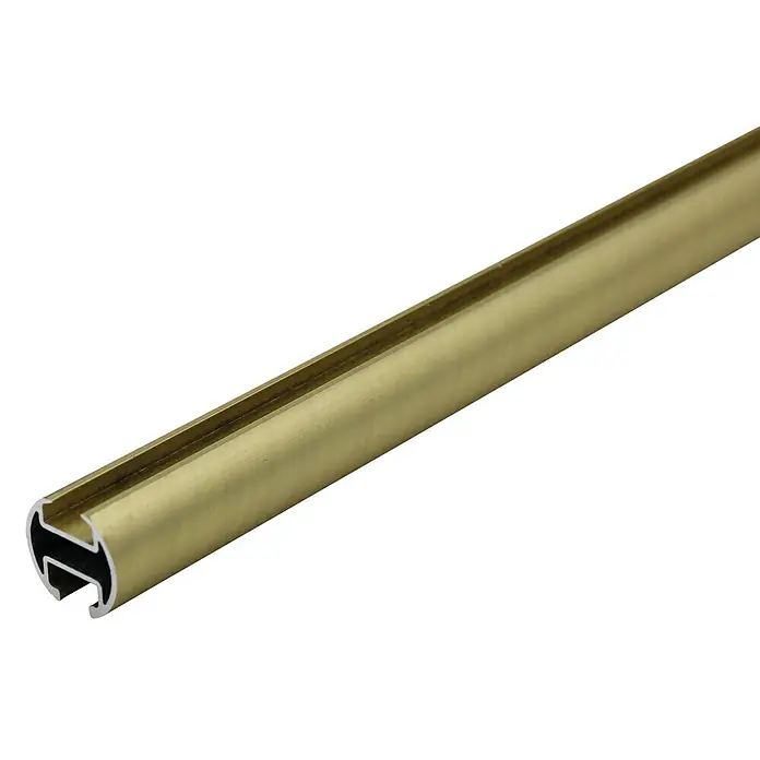 Sombra Gardinenprofil - 1 Stk., Messingoptik matt, Länge: 200 cm - Goldfarbene Gardinenschiene aus Aluminium mit T-Nut-Profil. Ideal für die Befestigung von Vorhängen und Gardinen.