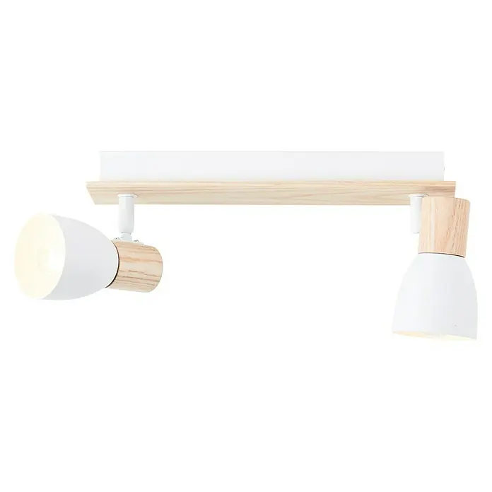 Brilliant Daintree Wandstrahler - 28 W, Weiß/Natur, E14, 2 Stk. - Stilvolle Deckenleuchte mit zwei weißen Strahlern und Holzelementen, die jedem Raum einen modernen und natürlichen Touch verleiht.