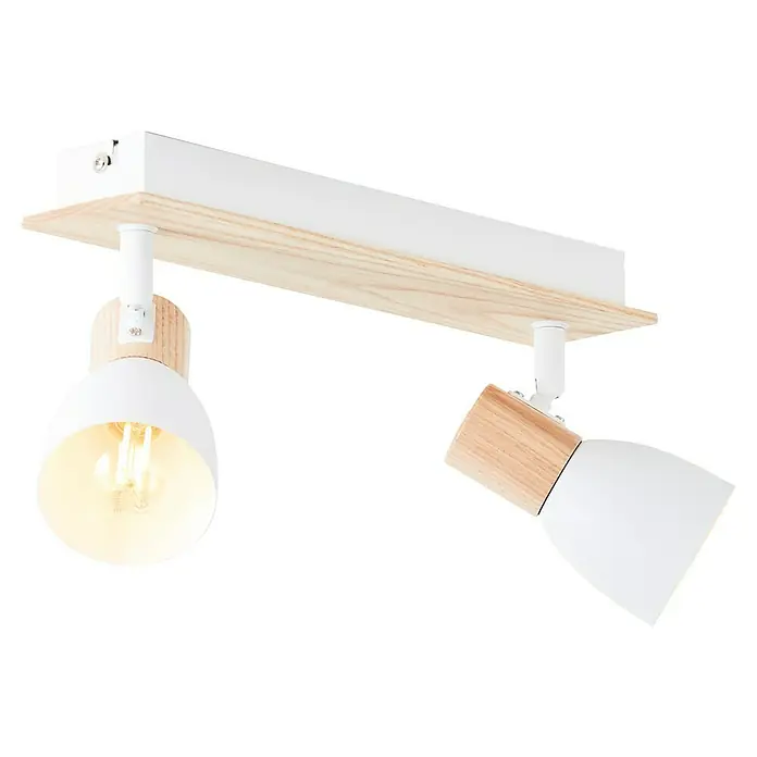Brilliant Daintree Wandstrahler - 28 W, Weiß/Natur, E14, 2 Stk. - Die elegante Deckenleuchte mit zwei Strahlern in Weiß und Holzoptik sorgt für stilvolle Beleuchtung in jedem Raum.