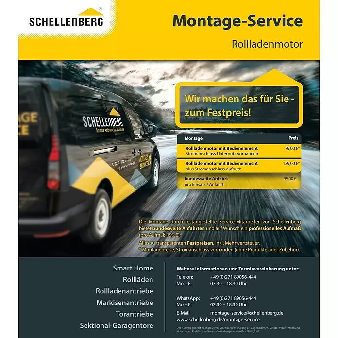 Schellenberg Rohrmotor Maxi Plus 40 - Max. Rollladenfläche: 15 m² bei Kunststoffrollläden, Einbaulänge: 620 mm, Zugkraft: 60 kg - Informationsansicht