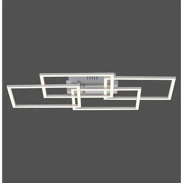 Just Light LED-Deckenleuchte Iven - 38 W, L x B x H: 34,5 x 70 x 9,5 cm, Stahl, Warmweiß - Moderne Deckenleuchte mit verschlungenen, rechteckigen Rahmen. Elegantes Design für eine stilvolle Beleuchtung im Raum.