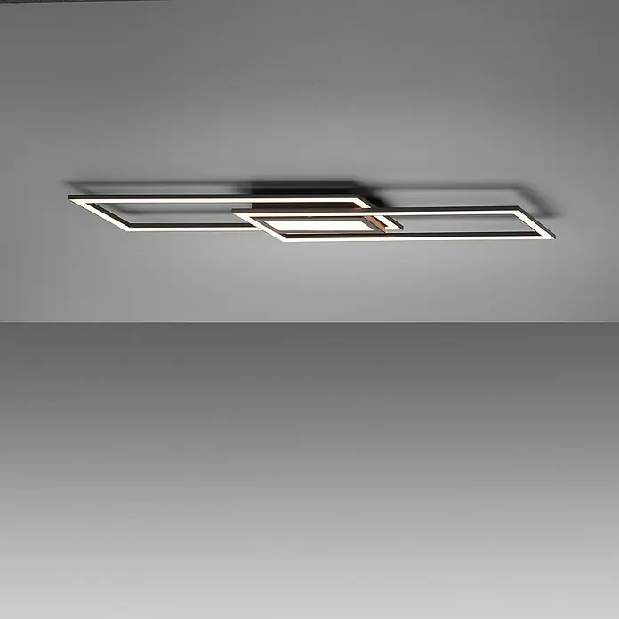 Just Light Plafón LED Asmin - 45 W, L x An x Al: 17,9 x 100 x 5 cm, Negro, Blanco, Blanco cálido - Lámpara de techo LED moderna con diseño geométrico. La lámpara emite una luz brillante y agradable y es llamativa.