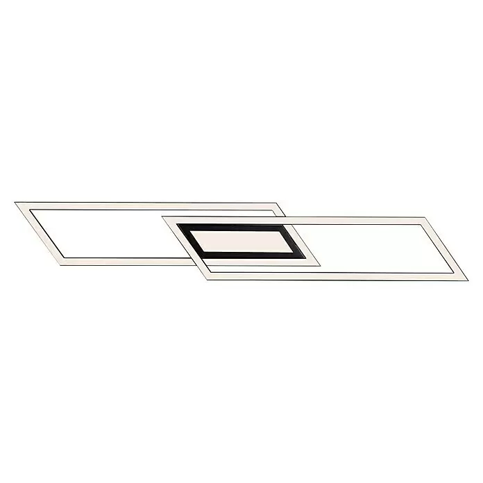 Just Light Plafón LED Asmin - 45 W, L x An x Al: 17,9 x 100 x 5 cm, Negro, Blanco, Blanco cálido - Dos marcos de paralelogramo superpuestos, de color claro con contornos oscuros, uno con un panel interior oscuro.