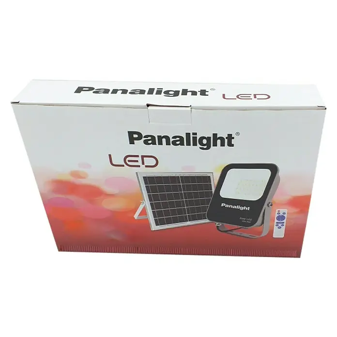 Proyector LED solar Cosmo - 4,5 x 22,8 x 26 cm, IP65 - Caja de cartón con luz solar LED Panalight y módulo solar. El panel LED llama la atención y proporciona mucha luminosidad.