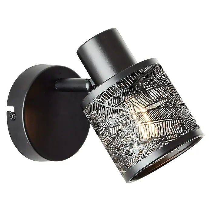 Brilliant Bano Deckenstrahler - 40 W, L x B x H: 14,6 x 11,4 x 8 cm, Schwarz, E14, 1 Stk. - Elegante, schwarze Wandleuchte mit filigranem Blätterdesign, die jedem Raum eine stilvolle Note verleiht.