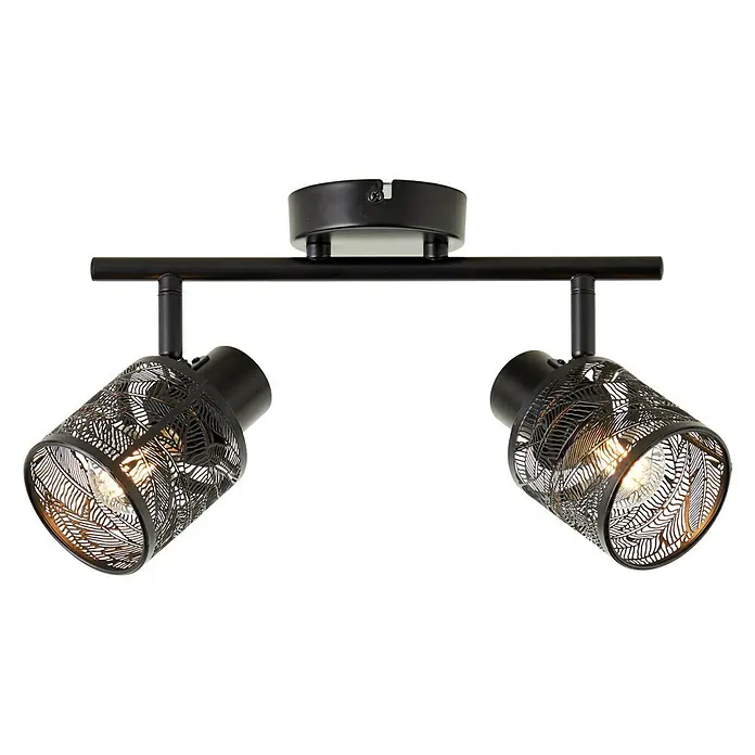 Brilliant Bano Deckenstrahler - 40 W, L x B x H: 12 x 34 x 17,5 cm, Schwarz, E14, 2 Stk. - Elegante Deckenleuchte mit zwei Strahlern. Das filigrane Design sorgt für eine besondere Lichtatmosphäre.