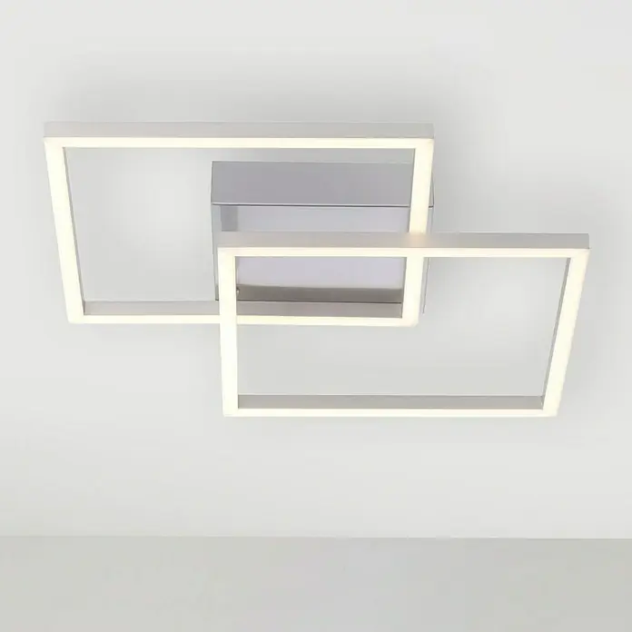 Just Light LED-Deckenleuchte Iven - 17,5 W, L x B x H: 35,9 x 35,9 x 7 cm, Stahl, Warmweiß - Moderne LED-Deckenleuchte mit zwei überlappenden Quadraten, die ein helles, indirektes Licht erzeugen. Stilvolle Beleuchtung für jeden Raum.