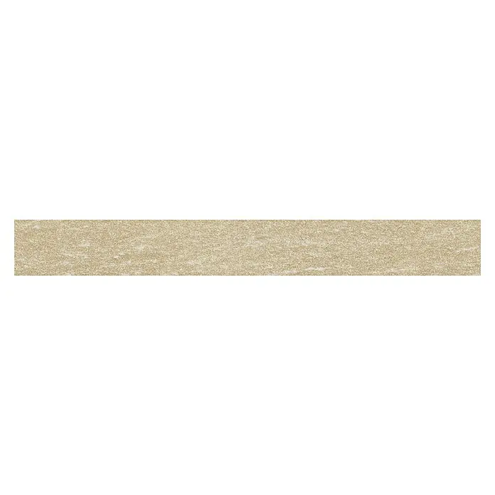 Atlas Concorde Solution Lane Sockelfliese - 7,2 x 60 cm, Desert, Matt - Nahaufnahme einer beigen Keramikfliese mit einer feinen, leicht körnigen Textur für Boden- oder Wandbeläge.\n