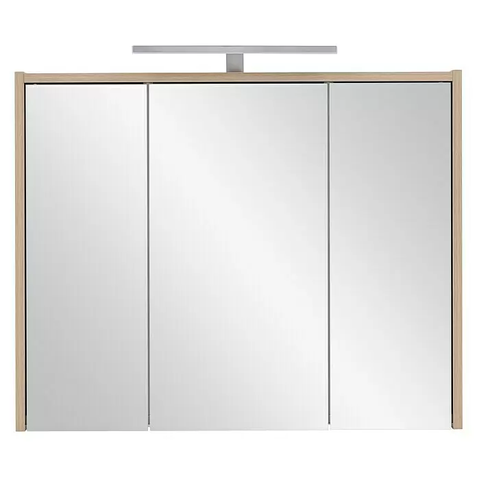Schildmeyer LED-Spiegelschrank Elba/Flag - B x H: 75 x 64 cm, Mit Beleuchtung, Holz, Eiche, Eiche Hell - Vorderansicht
