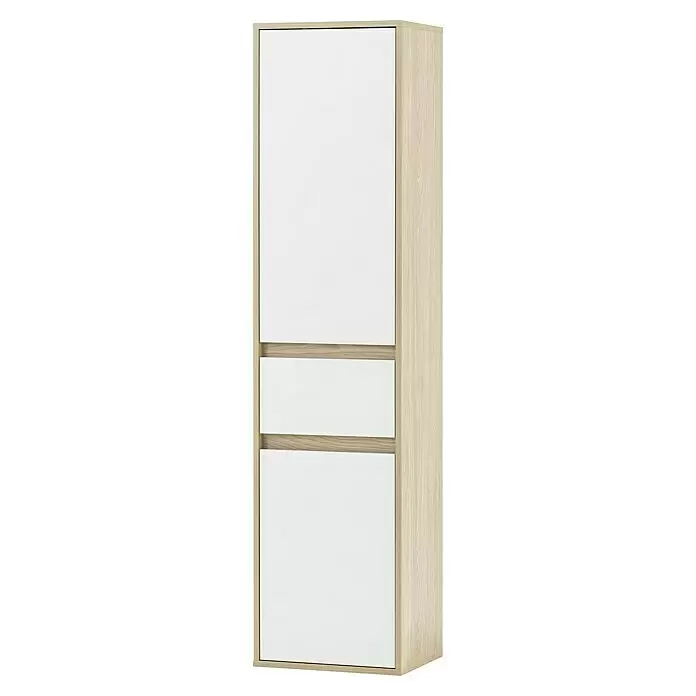 Schildmeyer Mali Hochschrank - 40,3 x 33,1 x 165,1 cm, Eiche hell/Weiß, Matt - Diagonale Ansicht