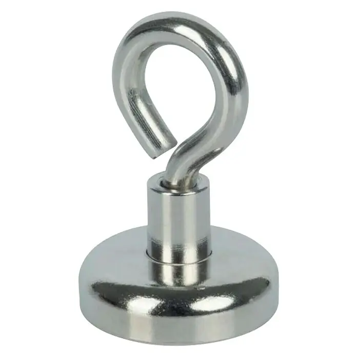 Fix-o-moll Topfmagnet Neodym mit Öse - Durchmesser: 20 mm, Höhe: 31 mm, Traglast: 12 kg - Magnetischer Haken mit starker Haftkraft für vielseitige Befestigungen im Haushalt, Werkstatt oder Büro.