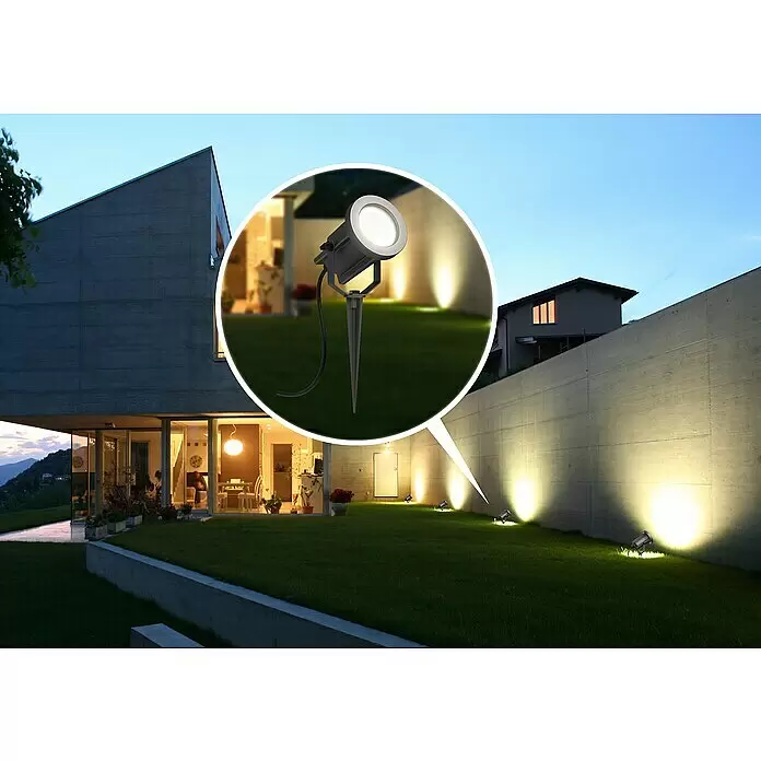 Lavida Milan LED-Strahler - 8 W, 1.200 lm, 4.000 K, L x B x H: 31,6 x 15,5 x 11,5 cm, IP65, Rund - Stimmungsaufnahme