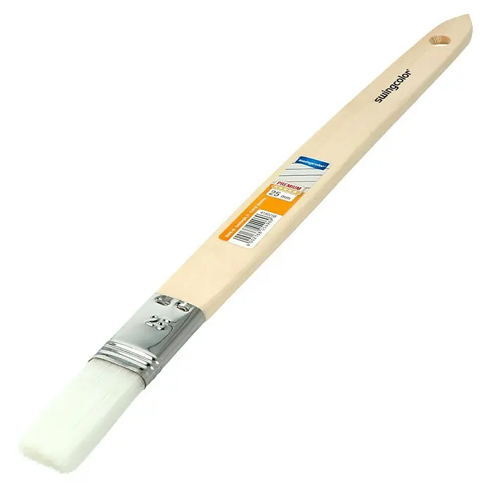 swingcolor Premium Plattpinsel - Breite Borsten: 25 mm, Gerade, Naturholz - Ein 25-mm-Premium-Flachpinsel von Swingcolor, ideal für präzise Farbarbeiten mit hochwertigen Borsten und einem ergonomischen Holzgriff.