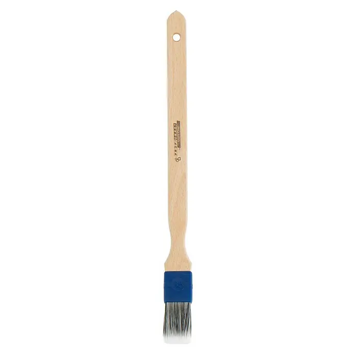Profi Depot by Storch-Ciret Eckenstreicher Lack - Breite Borsten: 35 mm, Mischborsten, Holz, Eckenpinsel - Abgebildet ist ein ProfiDepot Storch-Clean Pinsel mit einem Holzgriff und blauen Borstenhaltern für präzise Reinigungsarbeiten.