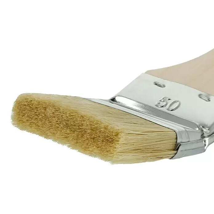 Heizkörperpinsel-Set - 3 -tlg. - Neuer Pinsel mit hellen Borsten, einer Metallzwinge mit der Prägung '50' und einem Holzgriff.