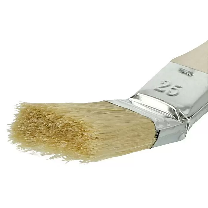 Heizkörperpinsel-Set - 3 -tlg. - Abgewinkelter Pinsel mit hellen Borsten und Metallzwinge, mit „25“ gekennzeichnet.