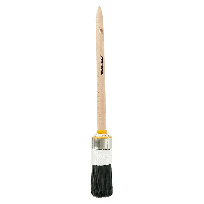 swingcolor Premium Ringpinsel Lack - Größe Pinsel: 6, All-in-one-Borsten, Naturholz - Pinsel mit Holzgriff und schwarzen Borsten, ideal für präzise Farbaufträge, Marke Swingcolor.