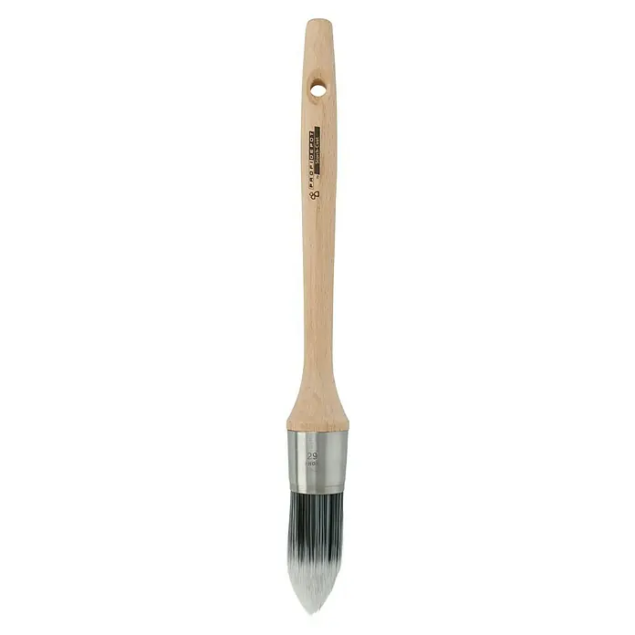 Profi Depot by Storch-Ciret Ringpinsel - Größe Pinsel: 8, Mischborsten, Holz, Schwarz/Weiß - Ein Pinsel mit Holzgriff und Metallzwinge mit der Aufschrift „29 INOX“. Die Borsten sind an den Spitzen weiß gefärbt.