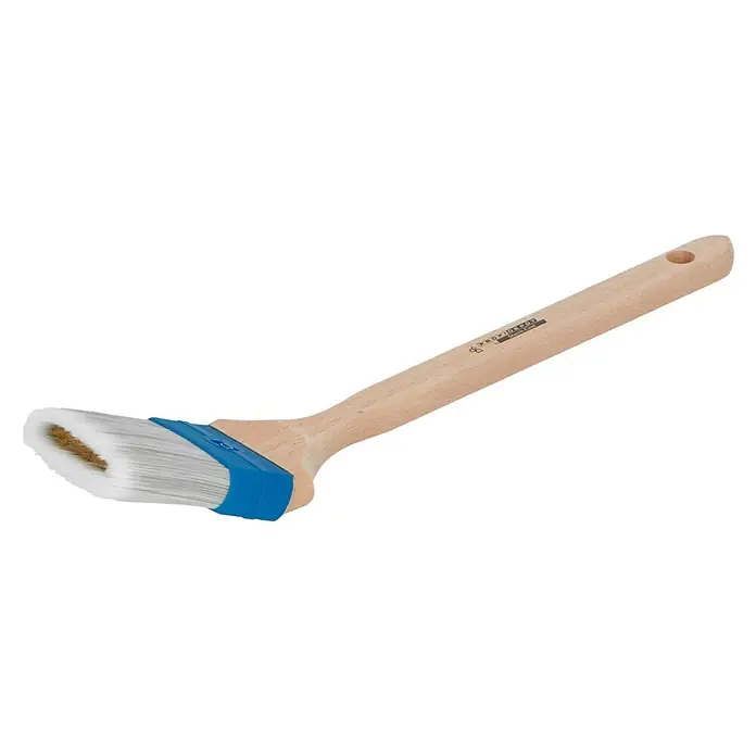 Profi Depot by Storch-Ciret Fassadenstreicher Lasur - Breite Borsten: 75 mm, Borsten-Farbtank, Holz - Abgewinkelter Pinsel mit Holzgriff und blauer Zwinge für präzises Streichen, ideal für Ecken und Kanten.