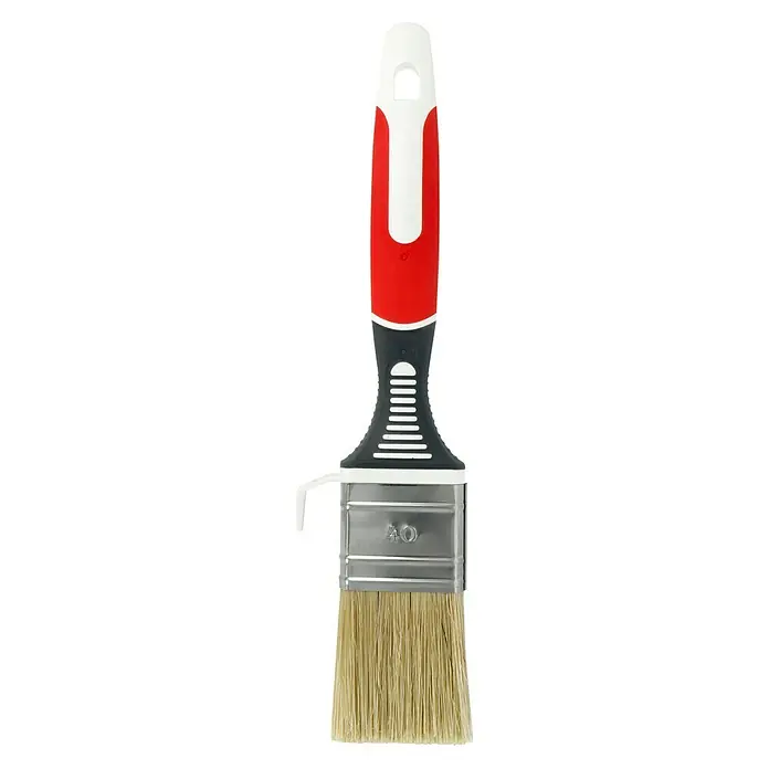 swingcolor Flachpinsel 3K - Breite Borsten: 40 mm, Mischborsten, Kunststoff - Pinsel mit rotem, weißem und schwarzem Griff und hellbraunen Borsten, ideal zum Malen verschiedener Oberflächen mit Farbe oder Lack.