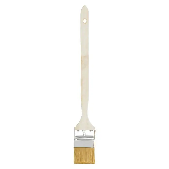 Eckenstreicher - Breite Borsten: 60 mm, Kunstborsten, Holz - Ein Pinsel mit hellem Holzgriff und hellen Borsten. Ideal für Malerarbeiten und zum Auftragen von Farben und Lacken.