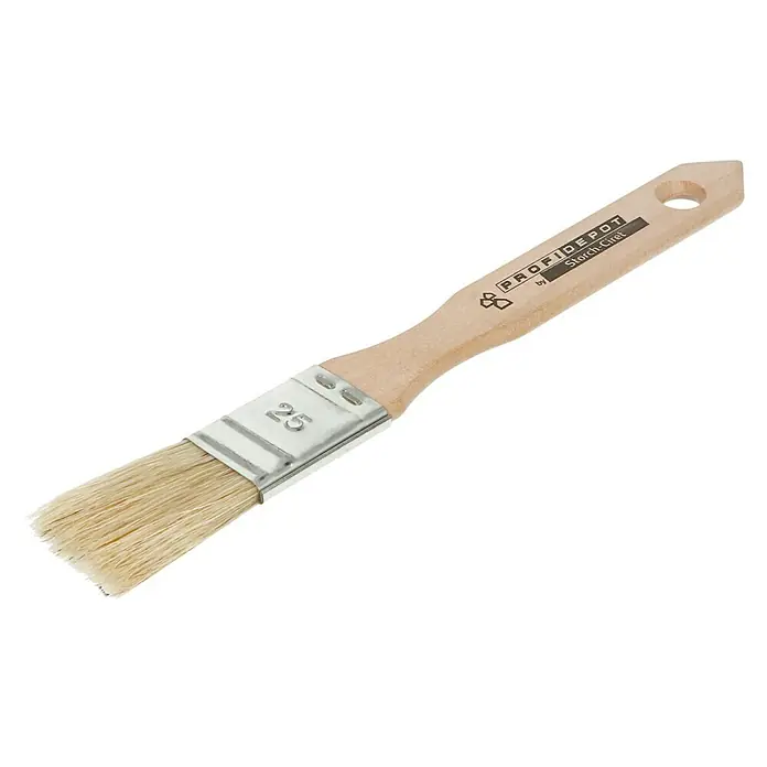 Modlerpinsel - Breite Borsten: 25 mm, Chinaborsten, Holz - Ein ProfiDepot Storch-Ciret Pinsel mit Holzgriff und einer Metallhalterung mit der Nummer 25 für präzise Malerarbeiten.