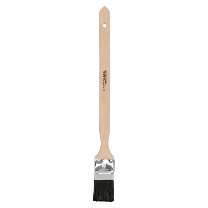 Profi Depot by Storch-Ciret Eckenstreicher - Breite Borsten: 50 mm, Mischborsten, Holz, 44,5 cm - Pinsel: Detailaufnahme eines ProfiDepot Storch-Ciret Pinsels mit hellem Holzgriff und dunklen Borsten, ideal für präzise Malerarbeiten.