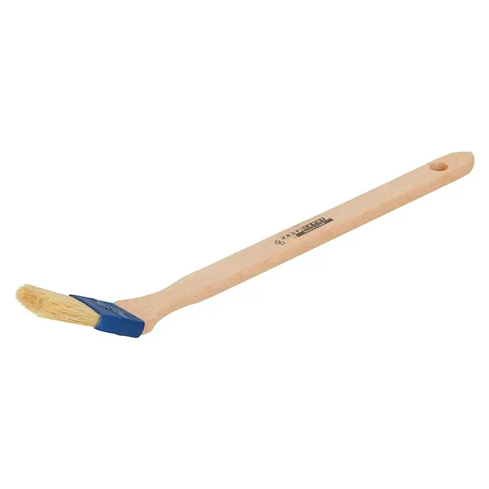 Profi Depot by Storch-Ciret Eckenstreicher - Breite Borsten: 35 mm, Mischborsten, Holz, 41 cm - Gebogener Heizkörperpinsel mit Holzgriff und blauer Borstenfassung, ideal für schwer zugängliche Stellen. Praktisches Malwerkzeug für Heizkörper.