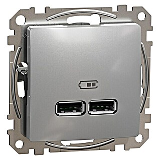 Schneider Electric Sedna Design & Elements Toma USB 2 X A (Aluminio, 2 conexiones, Plástico, En pared)