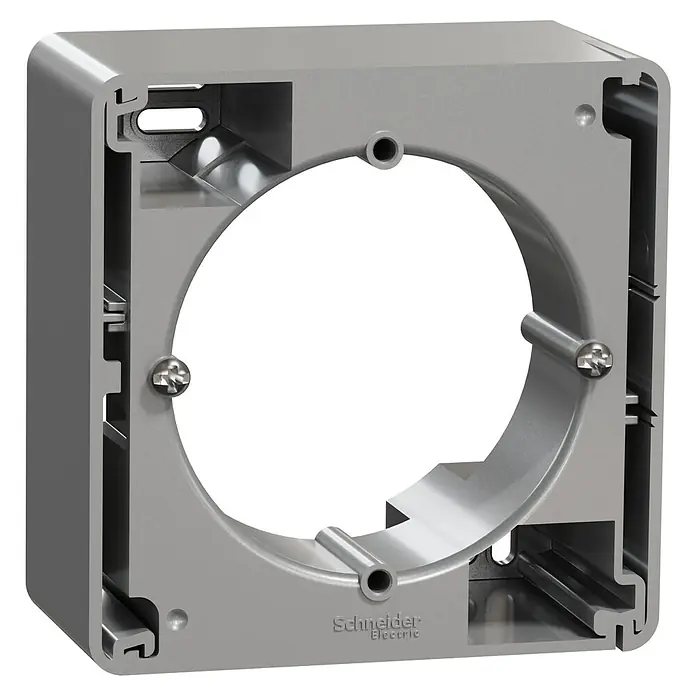 Schneider Electric Sedna Design & Elements Zócalo - 4,3 x 8,3 x 8,4 cm, Aluminio - Caja metálica con abertura redonda y tornillos, ideal para instalaciones eléctricas, de Schneider Electric.
